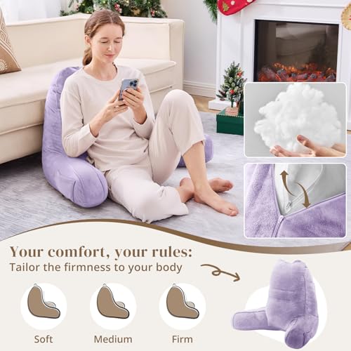 Image of Sasttie Reading Pillow for Bed, Back Pillow for Sitting Up, Lavender