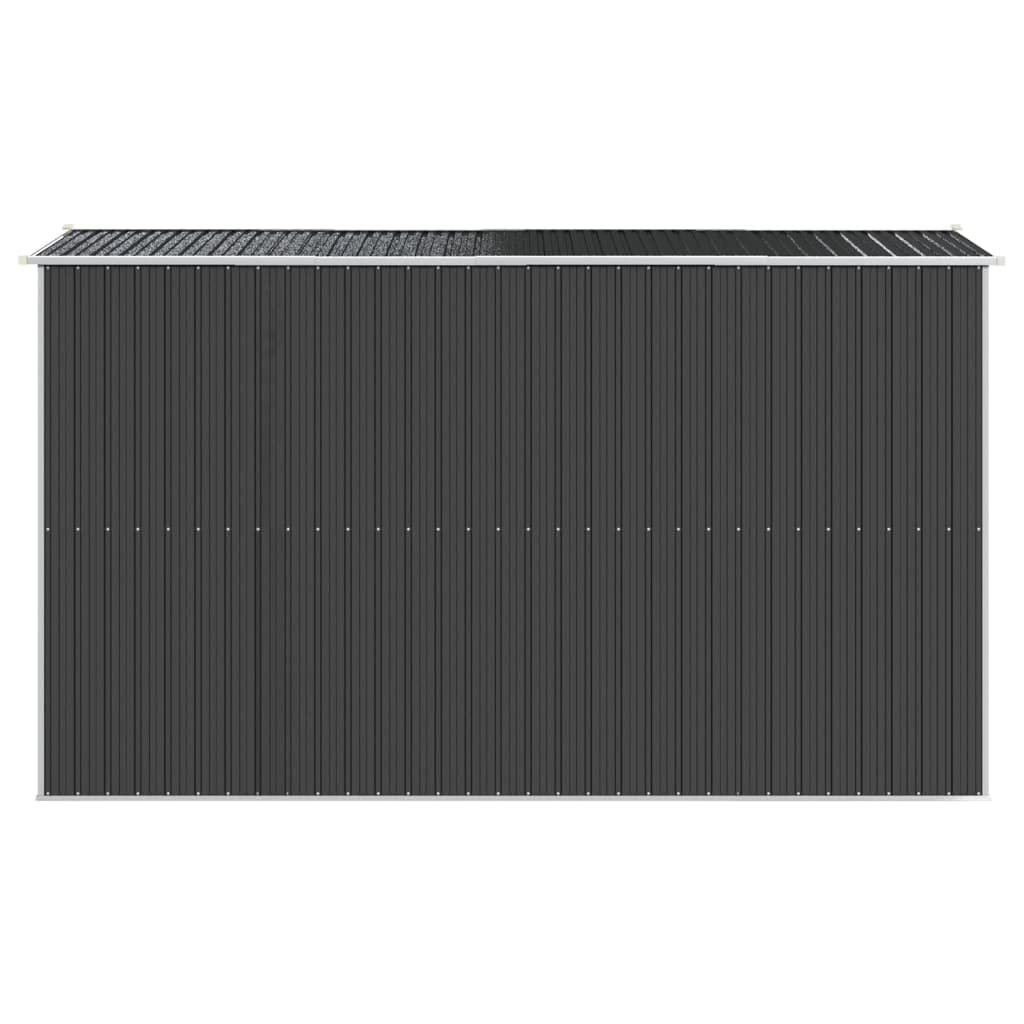 Cobertizo de acero galvanizado de color antracita de 192 x 357 x 223 cm con puerta corredera, rejillas de ventilación y asa para cobertizo de jardín, almacenamiento, almacenamiento
