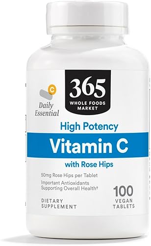 365 by Whole Foods Market, Vitamina C de alta potencia con escaramujos, 100 tabletas