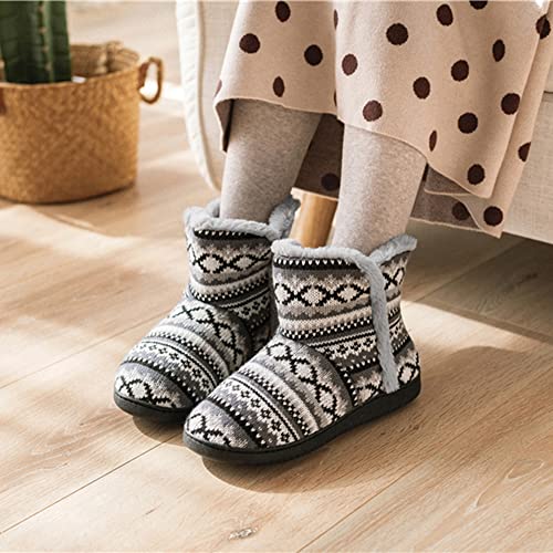 Rojeam Winter Boots Slippers Knitted Women Men Home Booties Plush House Shoes Indoor Outdoor4