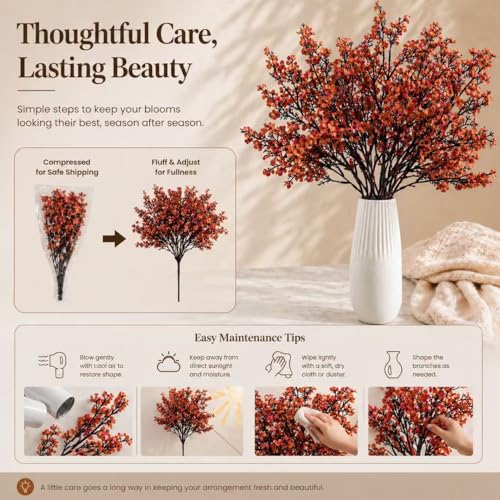 Image of Mandy's 15 Bundles Artificial Burnt Orange Baby's Breath Flowers
