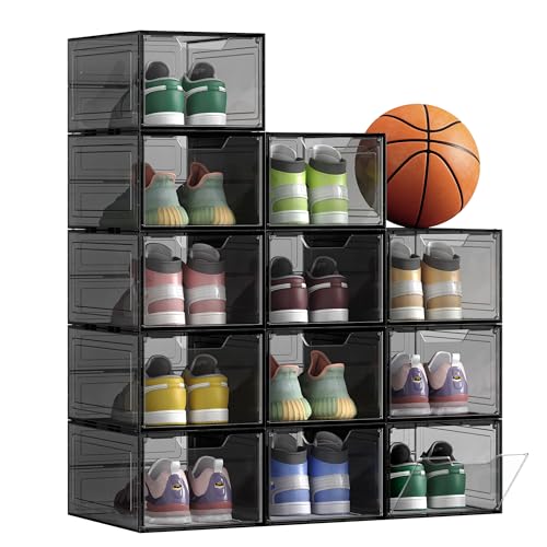 SONGMICS 12-Pack Clear Shoe Boxes β Up to US Size 13