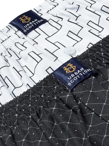 Image of Urban Scottish Men's Pack of 2 Cotton Printed Boxers with Side Pockets