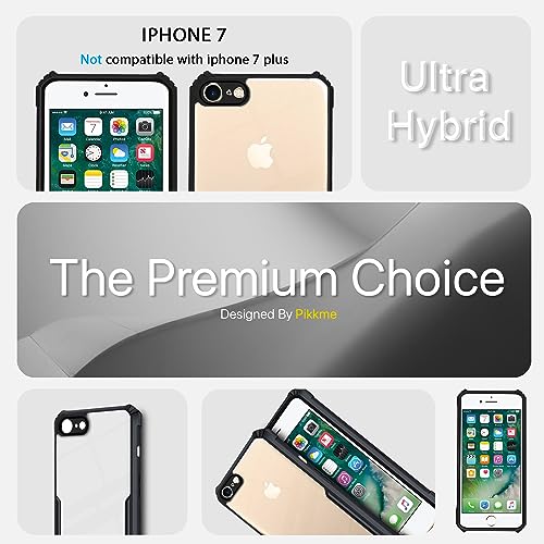 Image of Outlouders Back Cover for iPhone 7 /8| Ultra Hybrid Transparent | Full Camera Protection | Raised Edge | Crystal Clear Bumper Case(Black)
