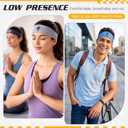 Image of 18 Pcs Sports Sweatbands for Men Women Camo Headbands Workout Non Slip Headbands Breathable Head Band Fitness Stretchy Unisex Hairband for Yoga Running Cycling Ball