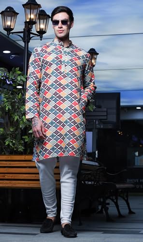 Lymio Men Kurta || Kurta For Men || Men Ethnic Kurta (In, Alpha, Xl, Multi) Multicolour
