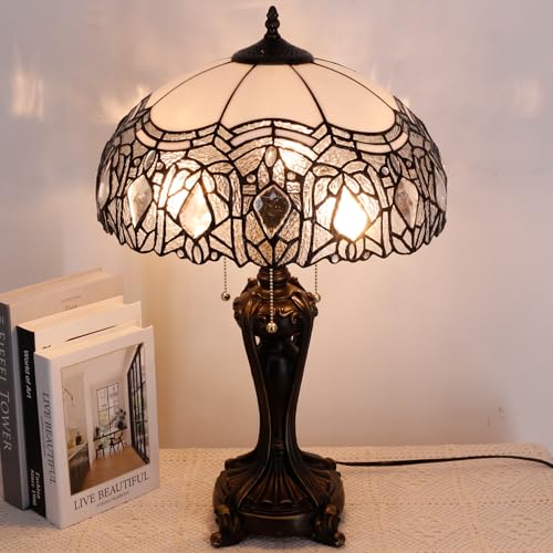 Image of 16Inch Tiffany Stained Glass Lamp Shade Replacement Only(White Baking Bend) | Fit For Table Lamps FLoor Lamp Ceiling Fixture Pendant Hanging Light Home Office Decoration