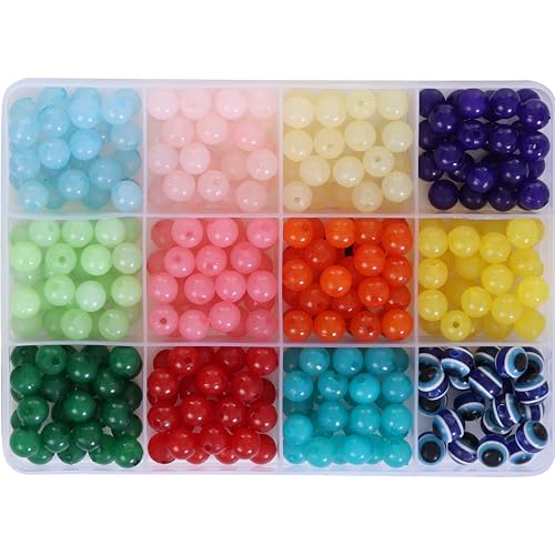 Image of Ambitieux DIY Bracelet Making Kit for Girls - 12 Types Colorful Beads with Charms, Elastic Thread, Earrings, Clasps & Rings - Jewellery Craft Kit for Kids, Birthday Return Gift, Rakhi Special Set for 2 3 4 5 6 7 8 9 10 years (8mm Moon)