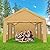 OUTFINE Carport Canopy 12x20 FT Heavy Duty Boat Car Canopy Garage with Removable Sidewalls and Roll-up Ventilated Windows, Tent Stakes x 12, Windproof Ropes x 4, Sandbags x 4 (Beige)