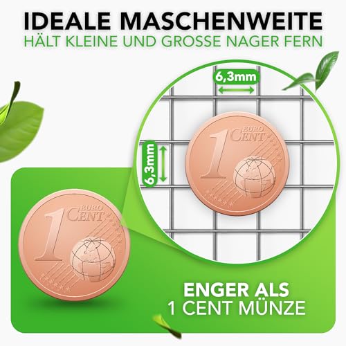 Drahtgitter feinmaschig - 5 x 0,5 Meter - Gitter, Kaninchendraht, Volierendraht, Maschendraht, Maulwurfgitter, Hasendraht Feinmaschig, Maschendrahtzaun 50cm
