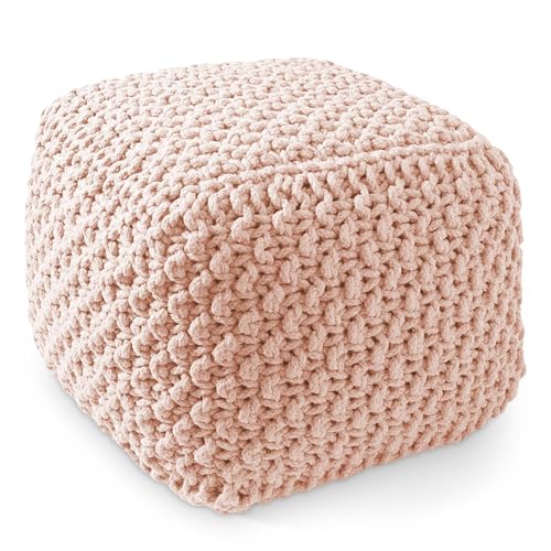 Casafield Square Pouf Ottoman, Light Pink 18.5