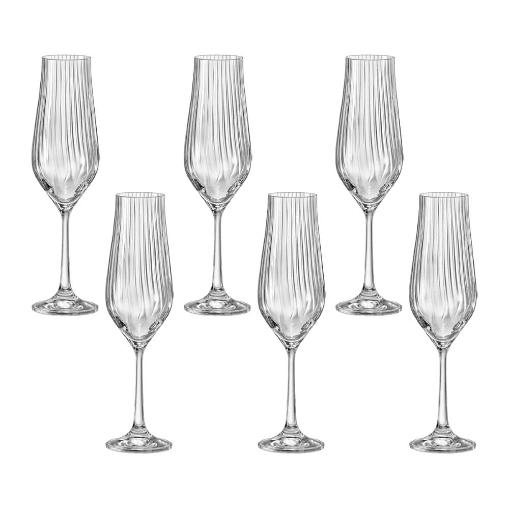 Tulipa Optic Flute Champagne Wine Glassware 8oz (23cl) Pack Of 6 Made in Europe