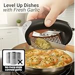 Zulay Kitchen Stainless Steel Garlic Press Rocker Set - Premium Garlic Mincer Garlic Crusher - New Innovative Garlic Crusher with Peeler and Scraper - Comfortable Grip (Black) - Image 3