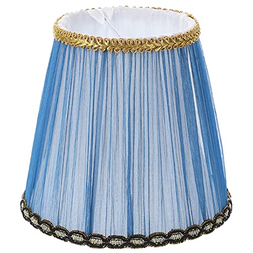 ARTIBETTER Blue Pleated Lampshade Elegant Fabric Ceiling Light Cover Easy to Install