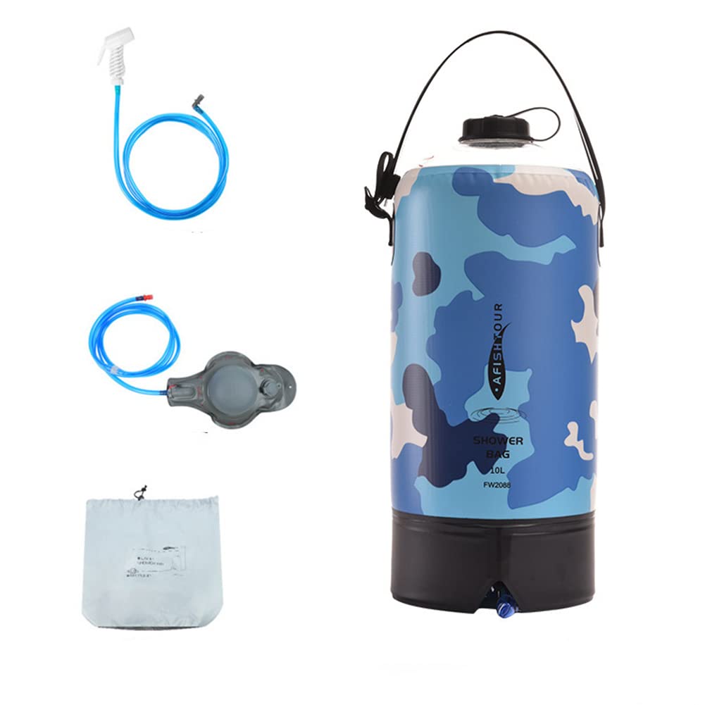 Solar Dusche Tasche, 10L Campingdusche Solardusche Gartendusche mit Pumpe und Handbrause, Camping Duschsack, Tragbare Solar Heizung Camping Dusche Tasche Set für Camping Wandern Strand Garten