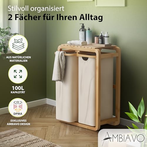 Panier à linge 2 compartiments pour stopper le désordre bac de tri 100l compact - 3