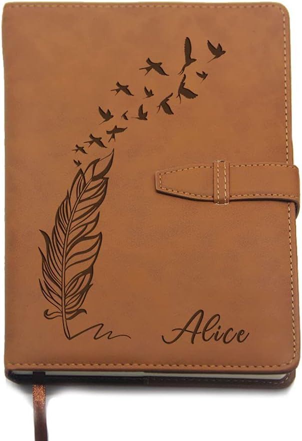 Personalised Notebook Journal for Men Diary Gifts for Women Men Employee PU Leather Notebooks A5 Size Personalised Gifts for Graduation Christmas Retirement Appreciation Birthday (Brown Design 1)