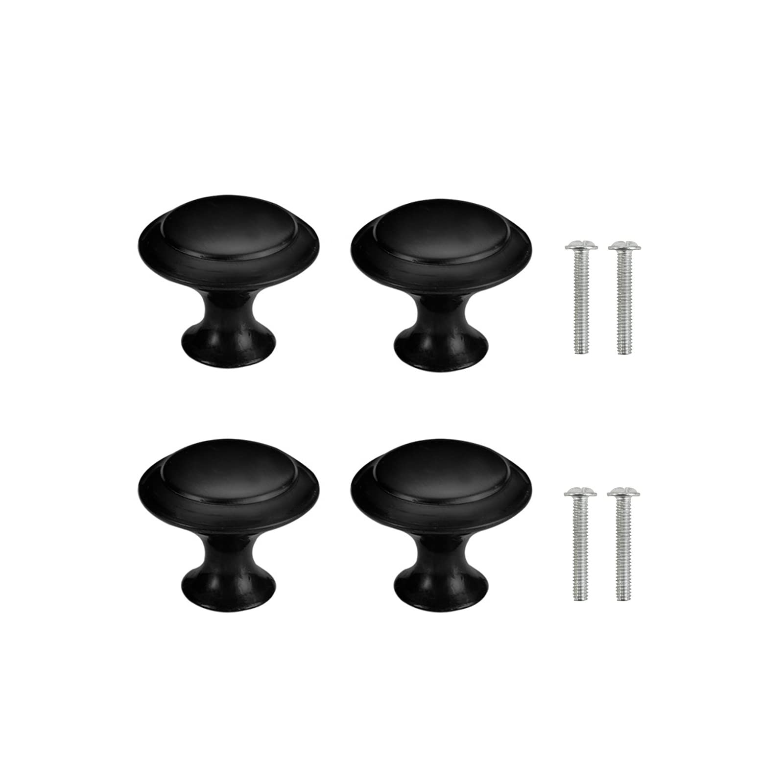 Yesmin Black 4 Piece Cabinet Door Knobs,Cupboard Drawer Door Knob For Kitchen Furniture Cabinet Knob With Screws-(Large)