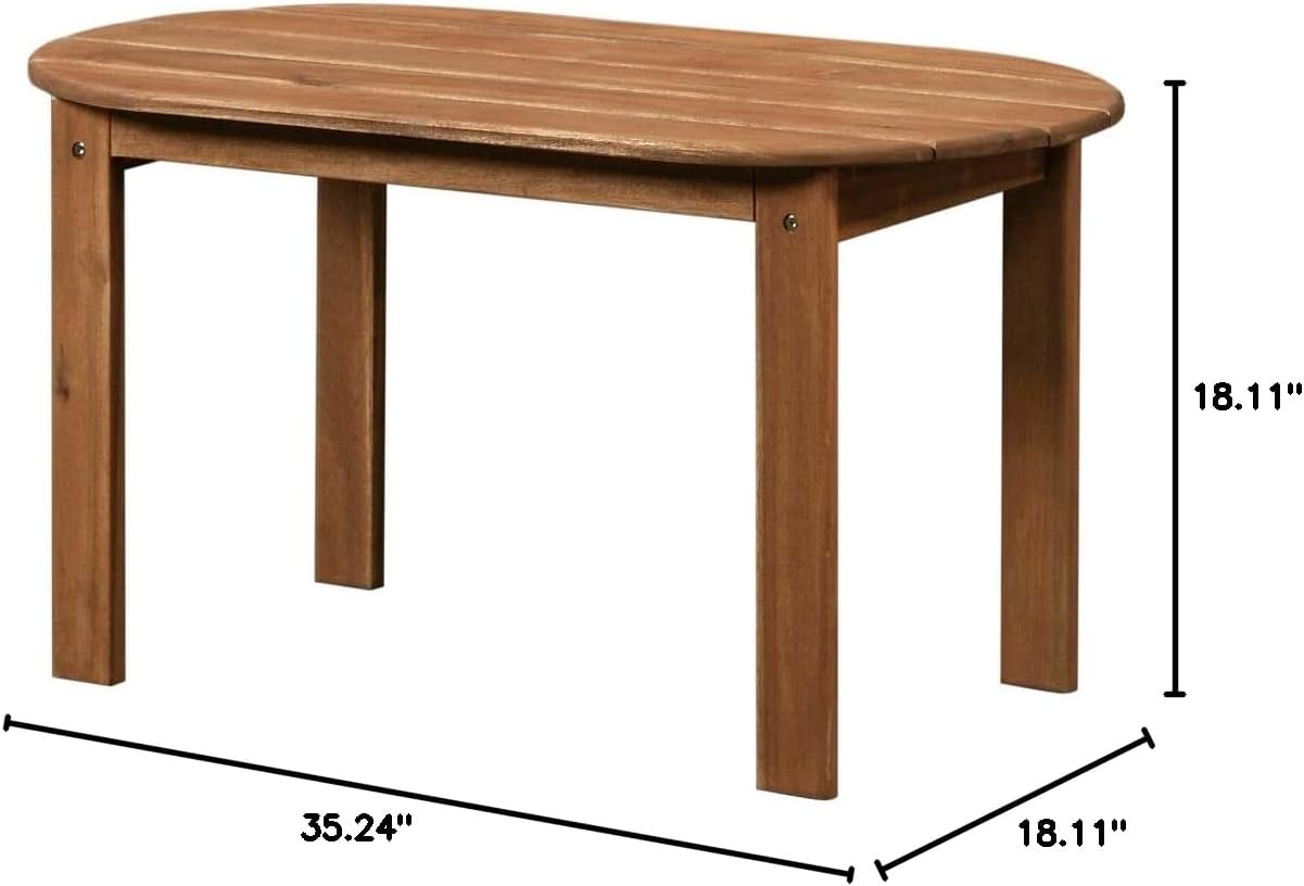 Linon Adirondack Acacia Wood Coffee Table - Outdoor Patio Furniture Brown