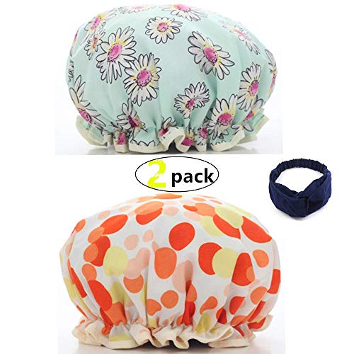 Shower Cap Bath Set Double Layer Waterproof Elastic Band Reusable Beauty Salon Spa Travel Women Shower Cap Large