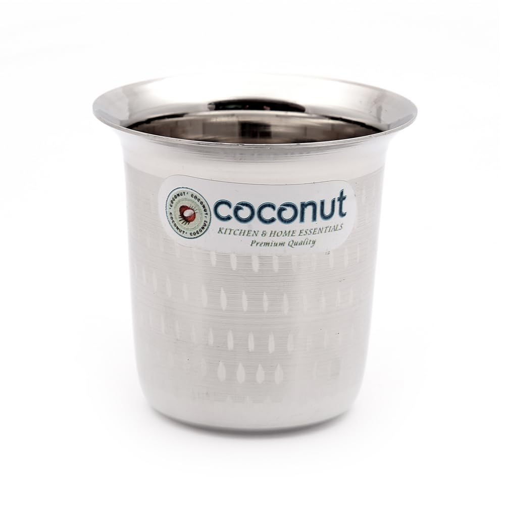 coconut Stainless Steel – Traditional South Indian Filter Ideal for Home & Office Use | for Serving Water | Milk | Tea | Coffee | Juice | Compact Drinkware for Daily Use | Pack of 6 | 100 ml Each