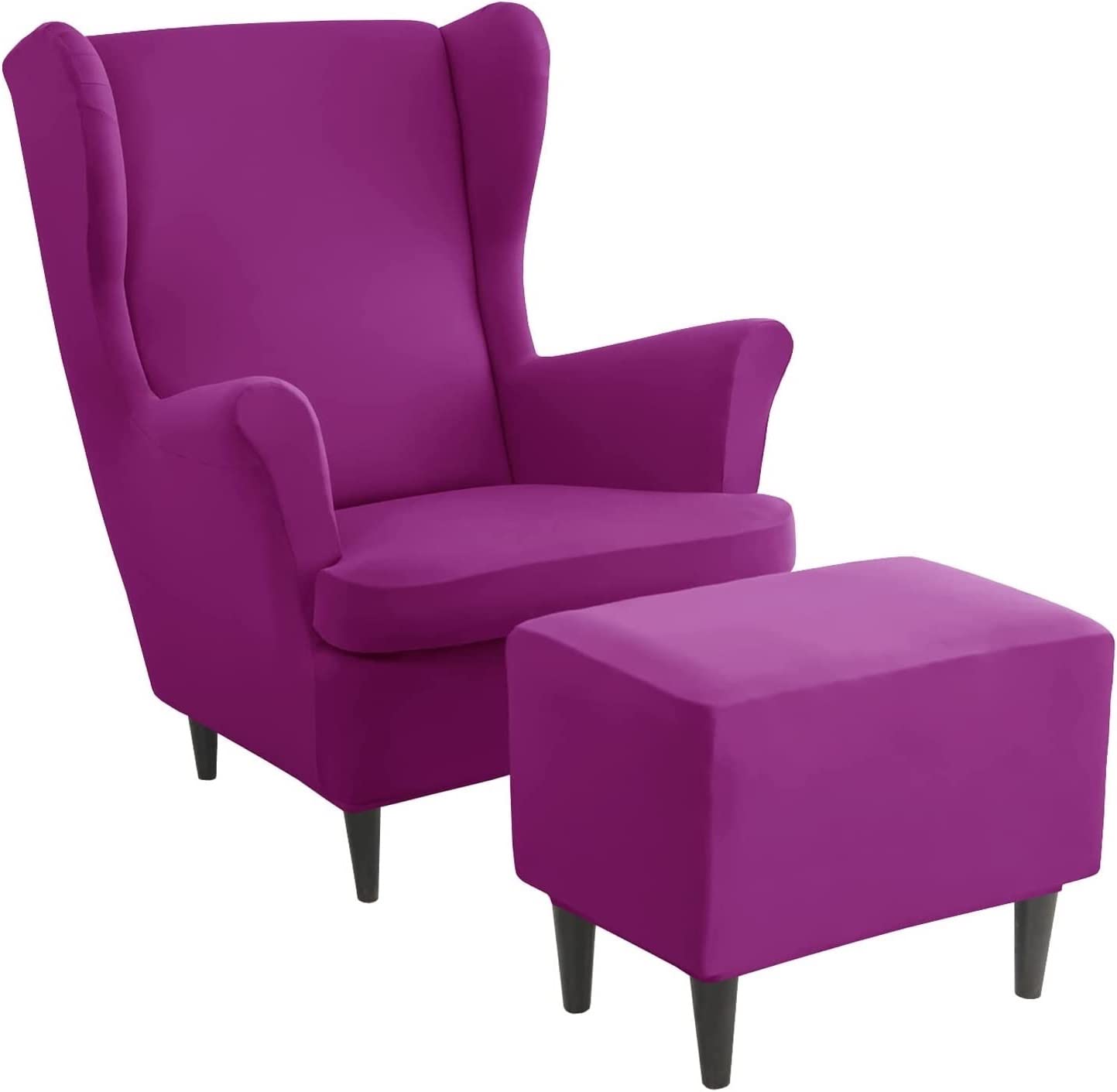 Aqigr #14 Stretch Wing Chair Cover Set, 2 Piece Wing Chair Slipcover With Ottoman Cover Wingback Chair Cover Jacquard Wingback Chair Slipcover Footstool Protector Covers For Dogs (Color : )
