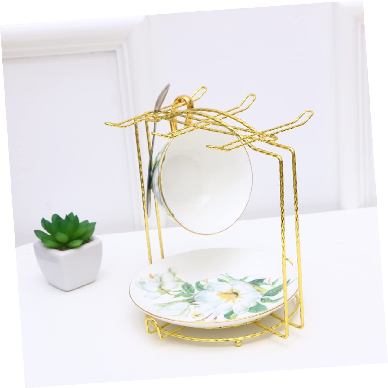Soporte para tazas de café, gabinete de cocina de acero inoxidable y solución de almacenamiento para tazas y platos, estante elegante y funcional para uso diario