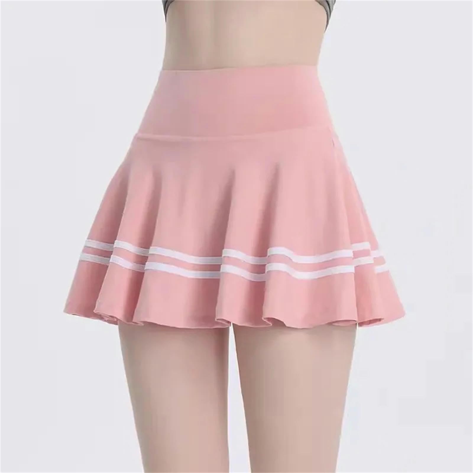 Falda Pantalones Cortos Deportivos De Verano Femeninos con Bolsas Laterales Incorporadas Y Faldas De Tenis Falsas De 2 Piezas De Cintura Alta-Negro-s