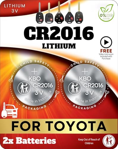 Key Fob Battery CR2016 for Toyota (2 Pack) - Replacement for Toyota Camry Corolla Highlander 4Runner Avalon Prius C Sequoia Tacoma Tundra Smart Key (HYQ12BBY HYQ12BDC) - Check Fitment Guide