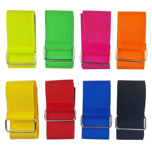 Miokun 8 Pack 3 Legged Race Bands Colorful Firm Elastic Tie Rope for Outdoor Fun (8)