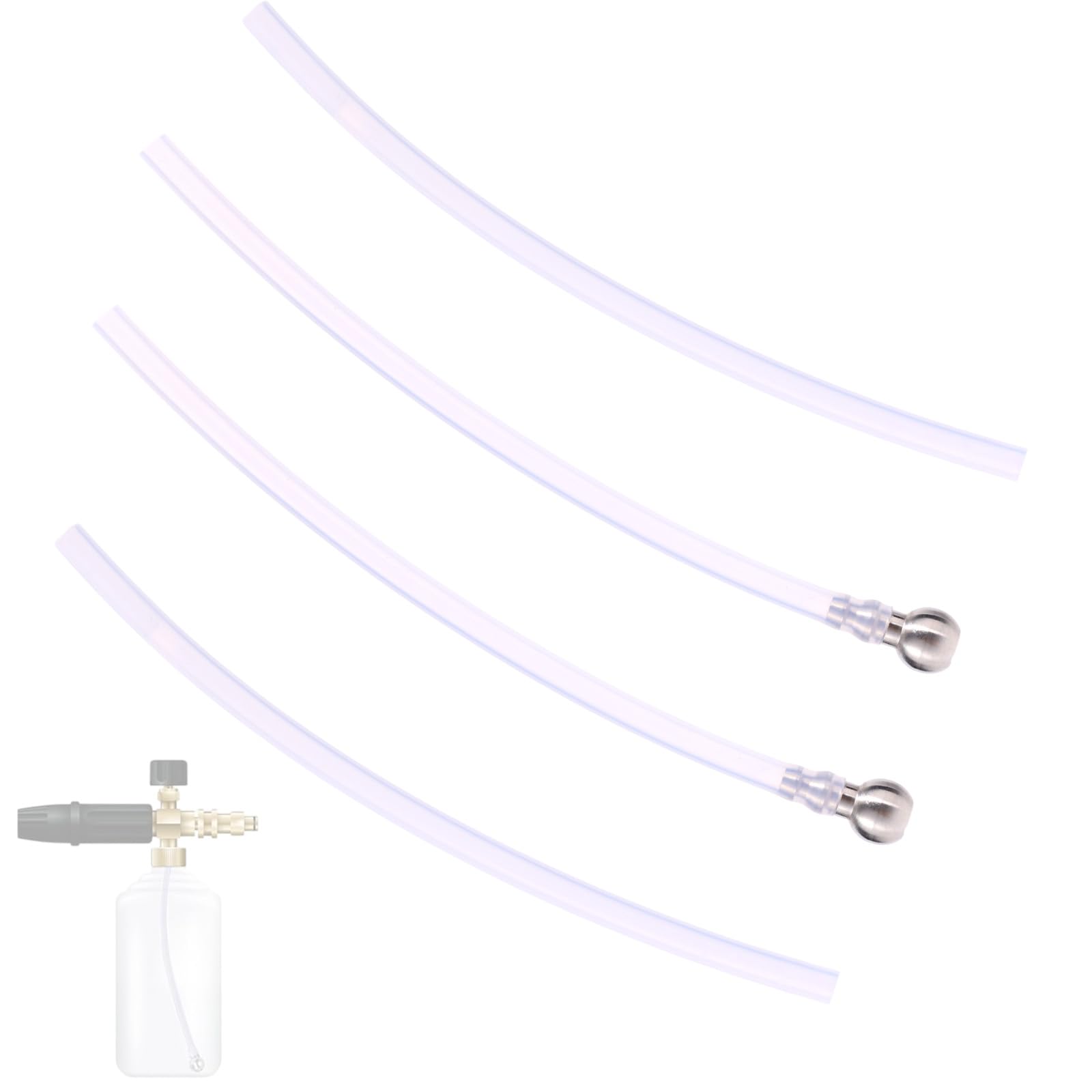 Lyreh 4pcs Foam Cannon Straw, with 2 Stainless Steel Filter Balls Foam Cannon Dip Tube Straw Replacement for Pressure Washer Dip Tubes Hose Attachment