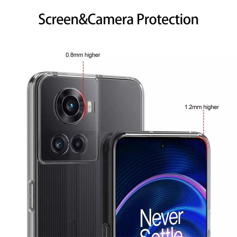 Image of NISHTECH for OnePlus 10R Premium Transparent Hybrid Soft Slim Dust Proof Back Case Cover Silicone with Camera Protection