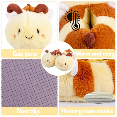 Animal Slippers for Women & Men - Fluffy Plush Indoor/Outdoor House Shoes, Bee Penguin Elephant Warm Winter Slippers with Memory Foam, Non-Slip Sole Cartoon Gifts For Birthday3