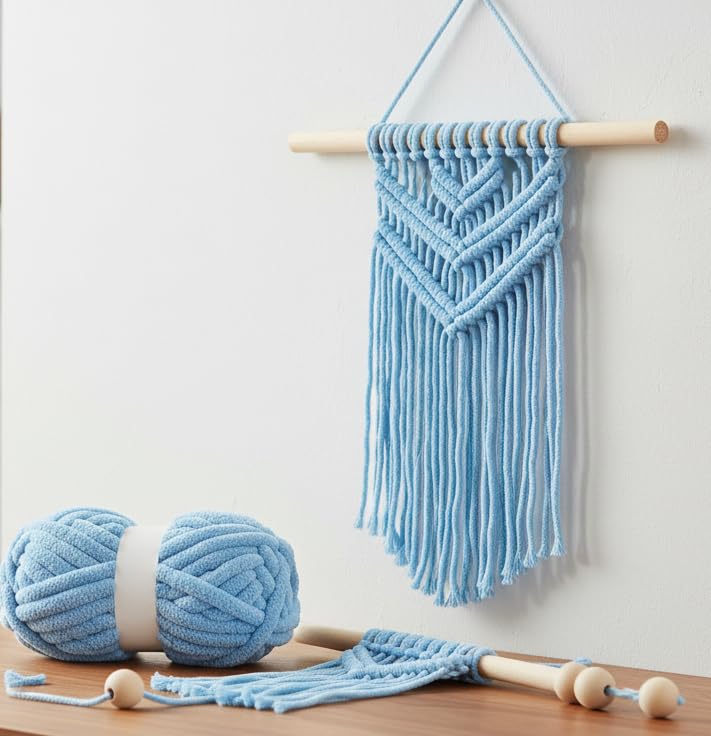 Image of ProKart Premium Blankie Wool, Plush & Cuddly, Chenille Yarn Supersoft Hand Knitting Wool Ball | Blanket Thick /Mottu Yarn Ball Suitable for Hand Knitting and Crocheting (Sky Blue, 100gms x 1 Pack)