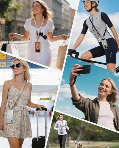 Image of VVAAGG Cell Phone Lanyard for iPhone: Adjustable Phone Strap Crossbody Neck and Wrist Strap Anti-Theft Lanyard Travel Essential Compatible for iPhone Android Smartphones Khaki