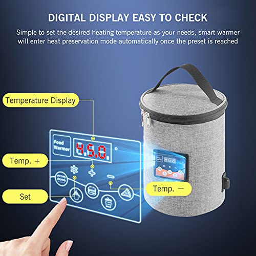 Karlak Draagbare oven, 12 V, auto-voedselverwarmer, persoonlijke mini-oven met digitaal display, temperatuurinstelling, elektrische autoverwarming, lunchbox voor wegtrip, camping, picknick, onderweg, kantoorwerk - Afbeelding 4