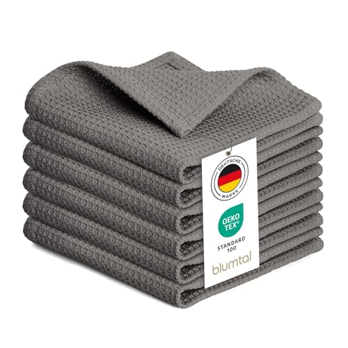 Blumtal® Geschirrtücher 30x30 cm - 10er Set aus 100% Baumwolle - Waschbar bei 60 °C - Grau