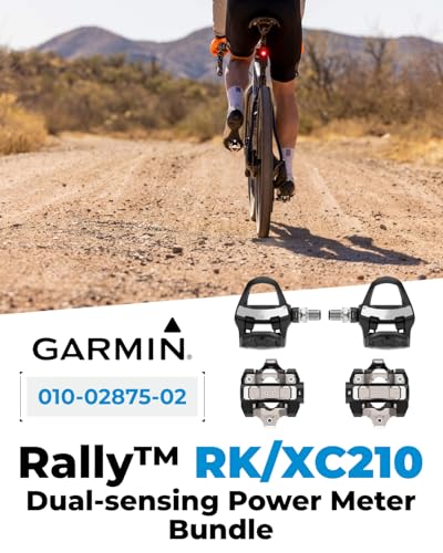 Garmin Rally RK210 & XC210 Dual-Sensing Power Meter Pedal Set – Road & Off-Road Riding, Look KEO/Shimano SPD Cleat Compatible, Rechargeable 90h, Cycling Dynamics Metrics w/ Wearable4U PowerBank Bundle