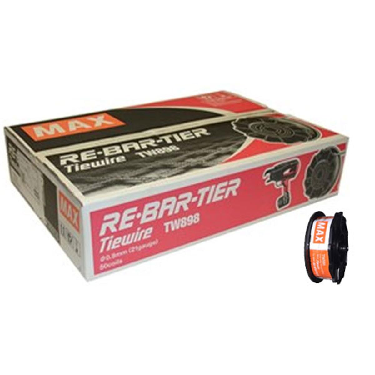 MAX TW898 Rebar Tie Wire 21 Gauge Black - 50 Rolls Pack for RB398 RB518 Rebar Tiers
