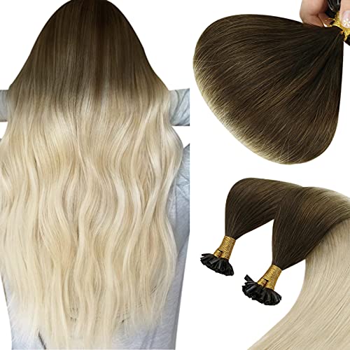 Sunny U Tip Hair Extensions Brown Ombre Blonde Real Human Hair U Tip Extensions Hot Fusion U Tip Hair Extensions Remy Straight Keratin U Tips Hair Extensions 24inch 50g