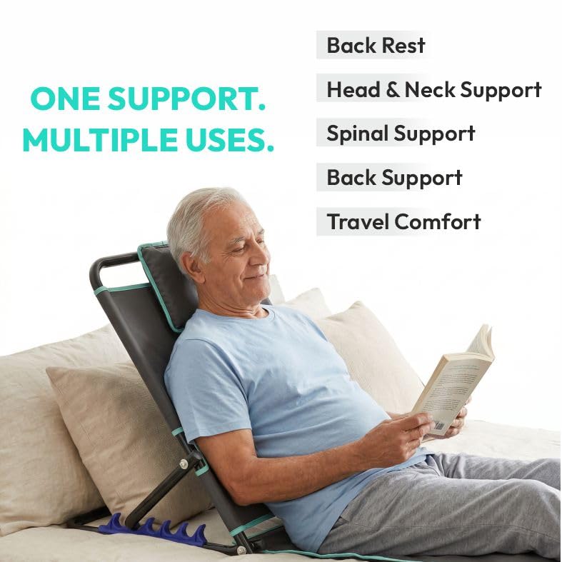 Image of Dyna Back Rest | 5-Level Reclining Foldable Back Support | Detachable Headrest & Wipe-Clean Surface | for Home & Hospital Bed