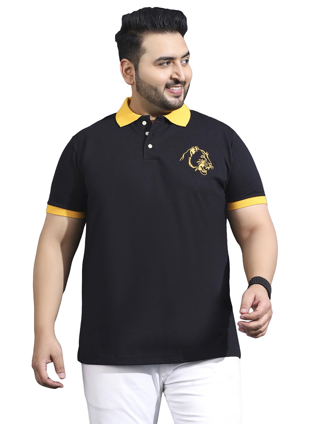bigbanana Men's Plus Size Solid Black Half Sleeve Polo Tshirt-picture-19