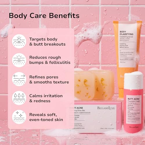 Image of BellamiLuxx Butt Acne Treatment Set: Acne Soap Bar + Butt Treatment Lotion for Breakouts on Buttocks, Thighs, Back, Chest & Ingrown-Prone & Folliculitis-Prone Skin - Helps Reduce Body Breakouts