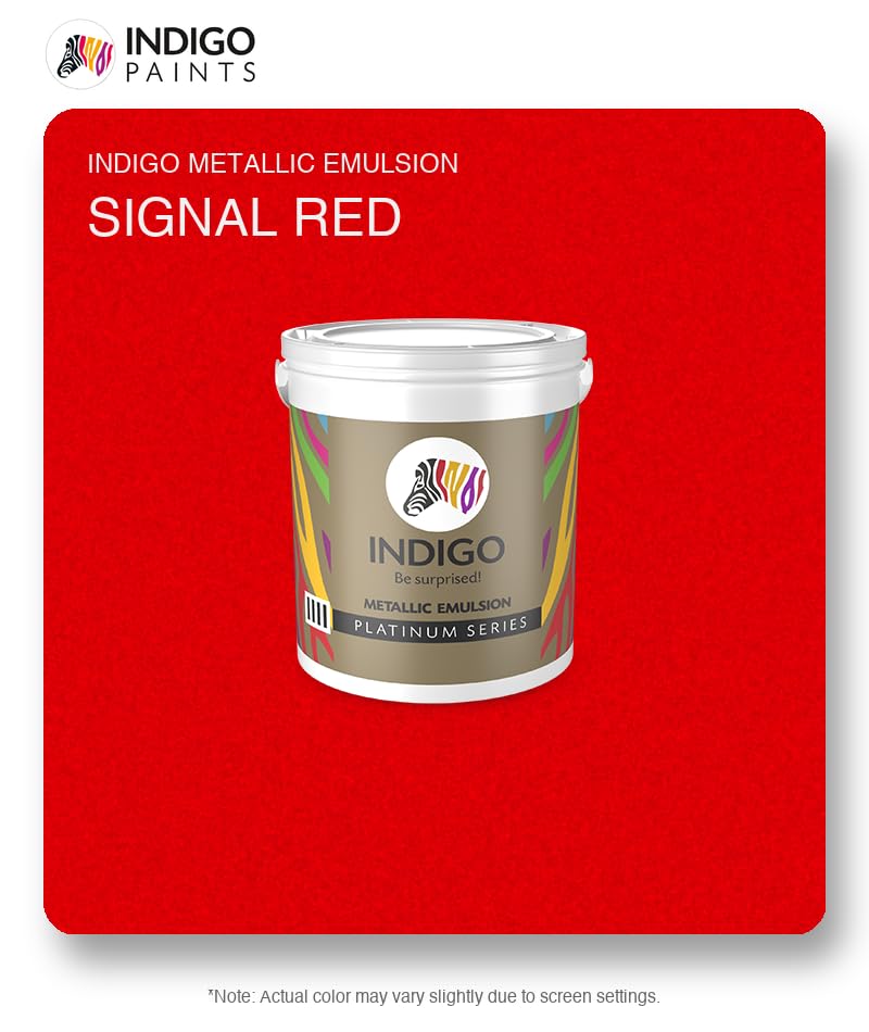 Image of Indigo Metallic Emulsion Platinum Series - Sparkling Metallic Texture Wall Paint | Water-Based | Anti-Fungal & Algae Resistant | Interior & Exterior Use 10 L Signal Red