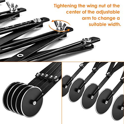 5 Wheel Pastry Cutter, Stainless Steel Pizza Cutter, Expandable Pizza Slicer Multi-Round Pastry Knife Baking Cutter Roller Cookie Dough Divider