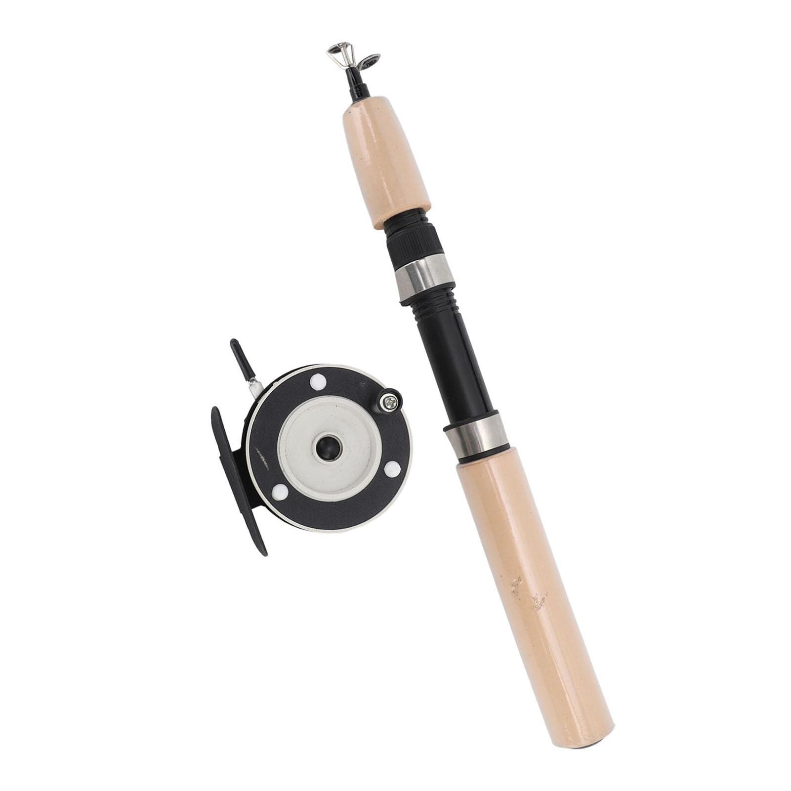 BuyWeek Combo de Caña de Pescar y Carrete, Fibra de Vidrio Plástico Nailon Metal Telescópica con EVA Mango para la Pesca de Hielo