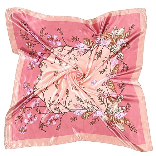 DRESHOW 90x90cm Große Quadratische Schals für Damen Seide Kopftuch Bandanas Haartuch Halstuch Haarschmuck