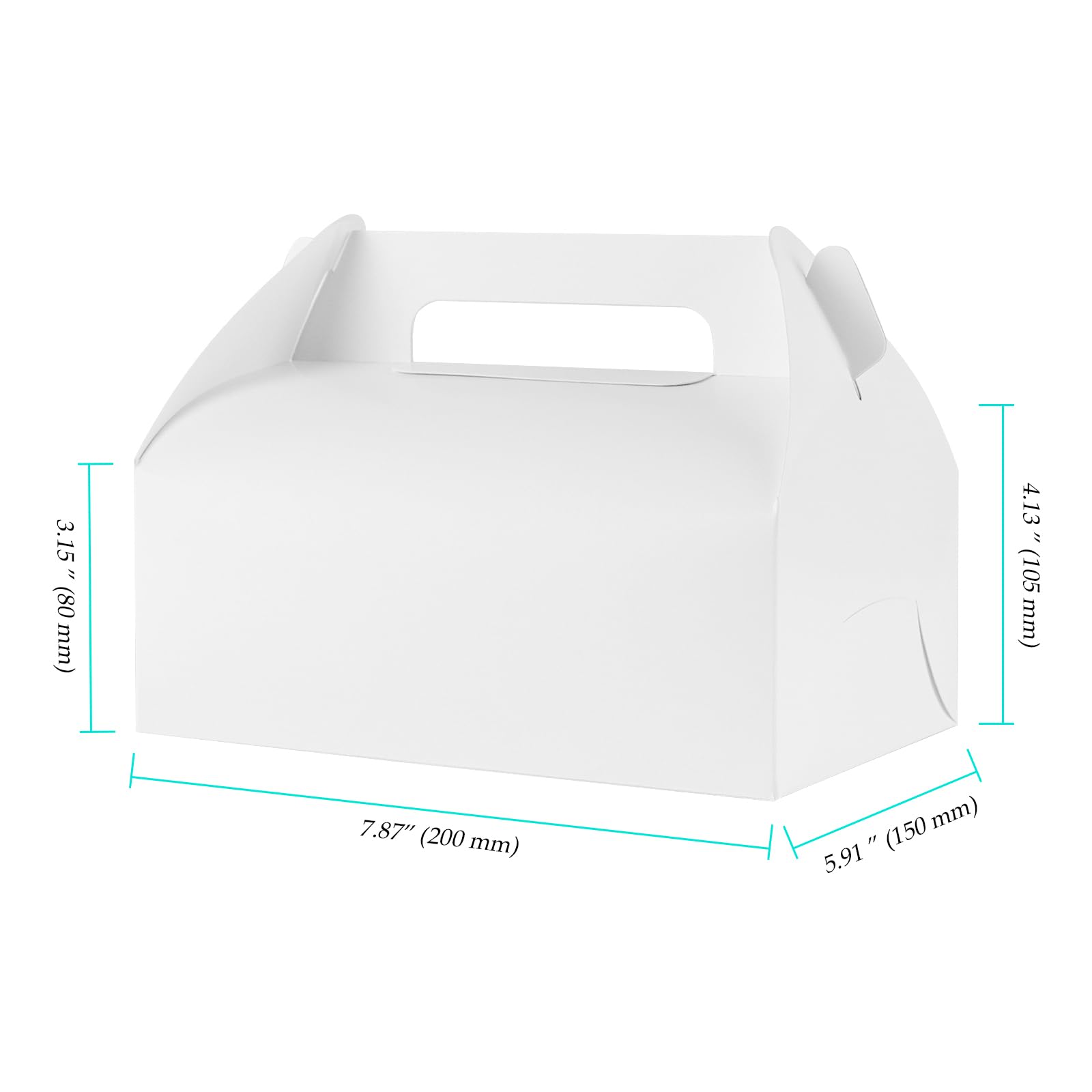 NINGWAAN 50 szt. białych pudełek dwuspadowych, 20 x 15 x 10 cm, papierowe pudełka na prezenty na ślub, urodziny, przyjęcie