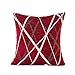 Nunubee Housse de Coussin Matériau de Chenille Style de Ligne Coussin Decoration decoratif canape Deco canapé scandinave CASA divano letto Décoration de Voiture, Rouge 45*45cm