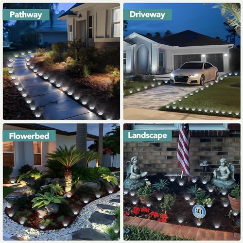 10 Pack Mini Solar Ground Lights for Outdoor Pathway and Garden - Cool White